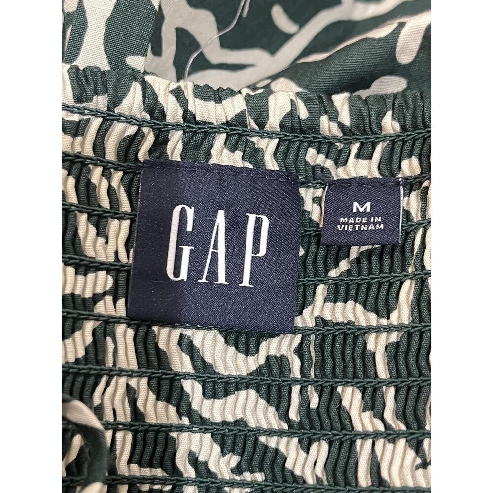 Gap Dress Womens Medium Green White Floral Smocked Cotton Ruffle Sundress - Picture 9 of 10